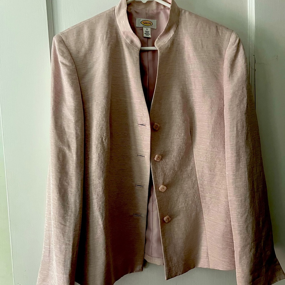 Silk and Linen Blush Pink Stand Collar Jacket